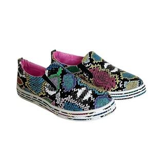 Multi-Colored Faux Snake Skin Design Slip-On Shoes Women’s size 7.5 Eur Size 38